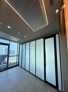 DJI_20231212_104420_639 (1) | Smart Glass Smart pdlc film glass partitions in ID office, UAE